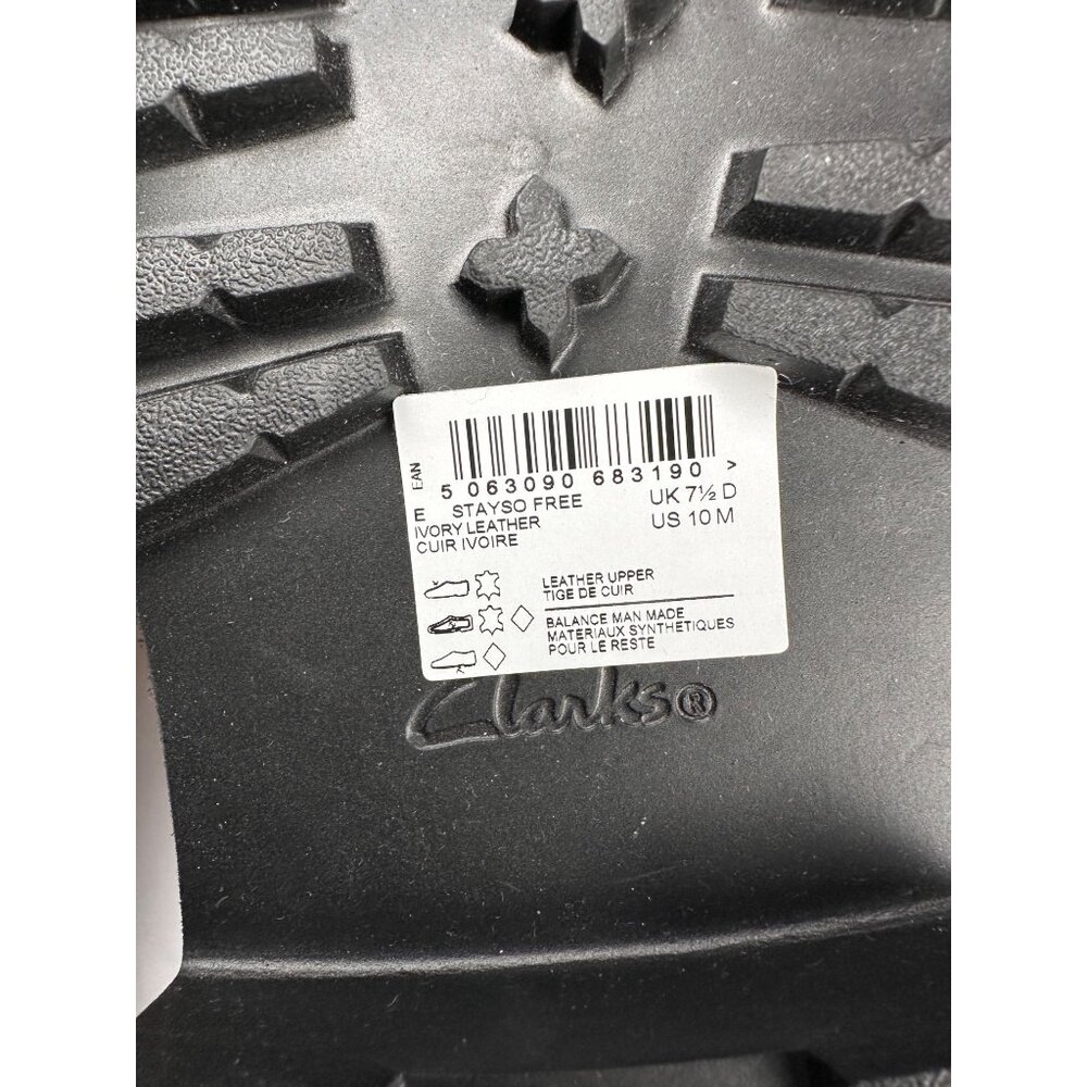 CLARKS Women's Stayso Free Shoes Ivory Leather Size 10 Mule Slip On Chunky Lug - Picture 4 of 12